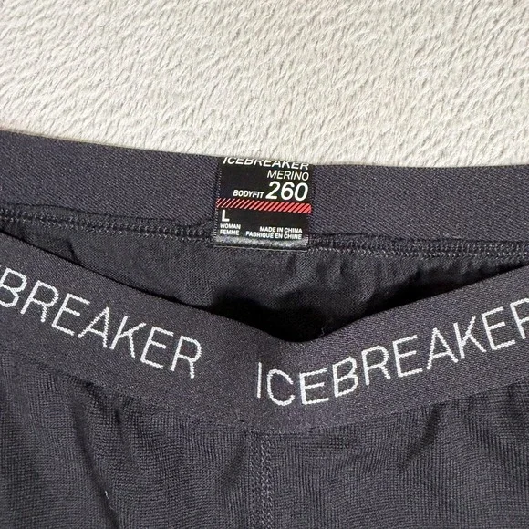 Icebreaker Merino 260 Leggings Womens Large Black Bodyfit Base Layer Thermal - Picture 4 of 10